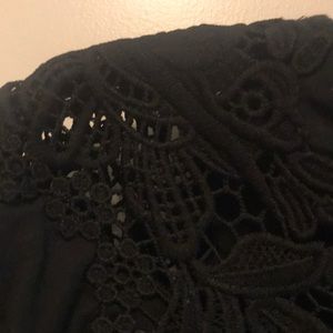 Dressy Black loosefitting T-shirt w/lace detail 1X
